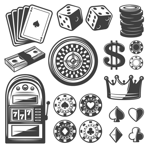 Conjunto de elementos de casino vintage