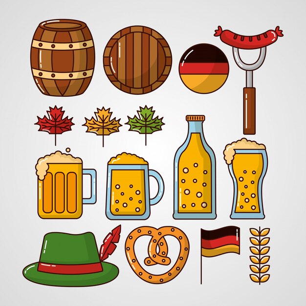 Conjunto de elementos de celebración Oktoberfest alemania