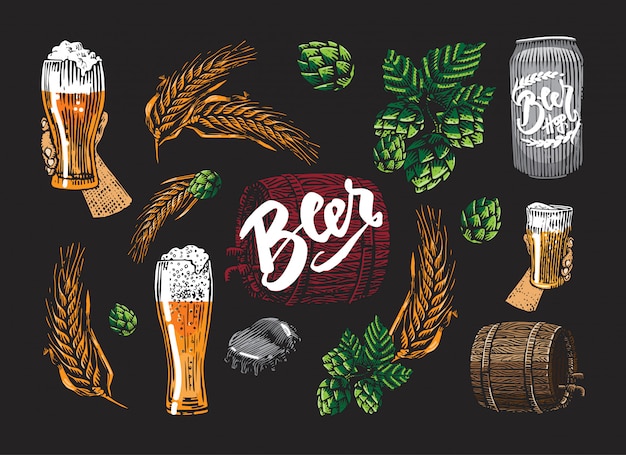 Vector gratuito conjunto de elementos de cerveza de colores