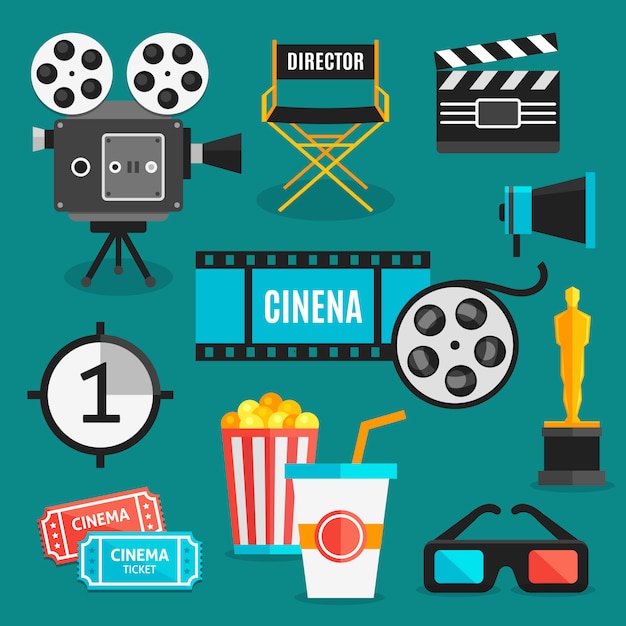 Vector gratuito conjunto de elementos de cine