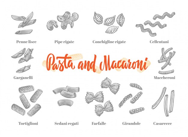 Conjunto de elementos de cocina italiana