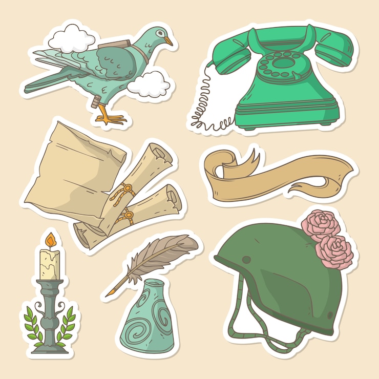 Vector gratuito conjunto de elementos de collage vintage dibujado a mano