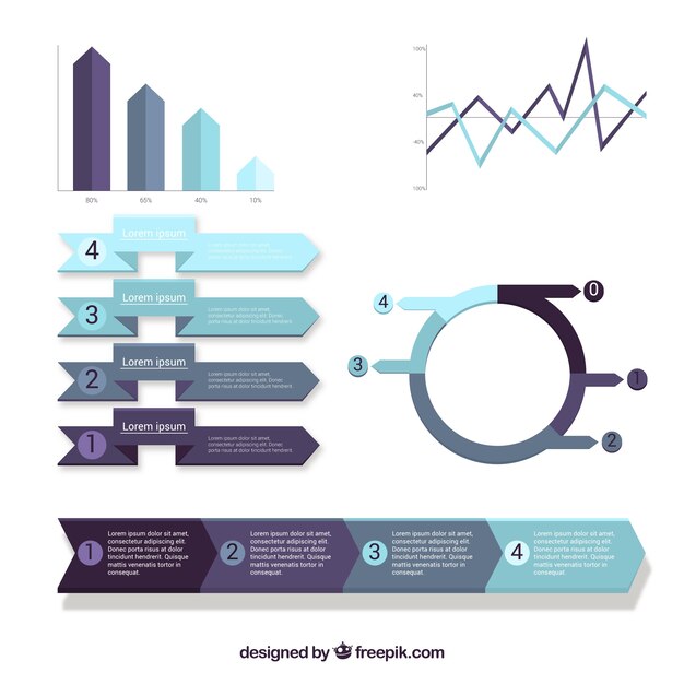 Conjunto de elementos coloridos de infografía