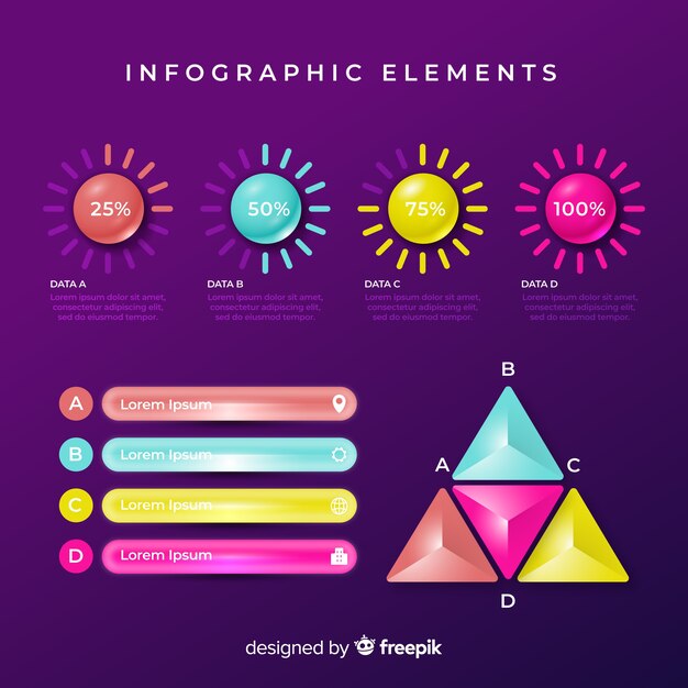 Conjunto de elementos coloridos de infografía