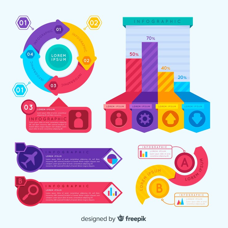 Vector gratuito conjunto de elementos coloridos infografía