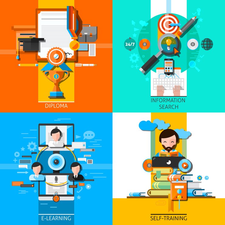 Vector gratuito conjunto de elementos de concepto de educación en línea
