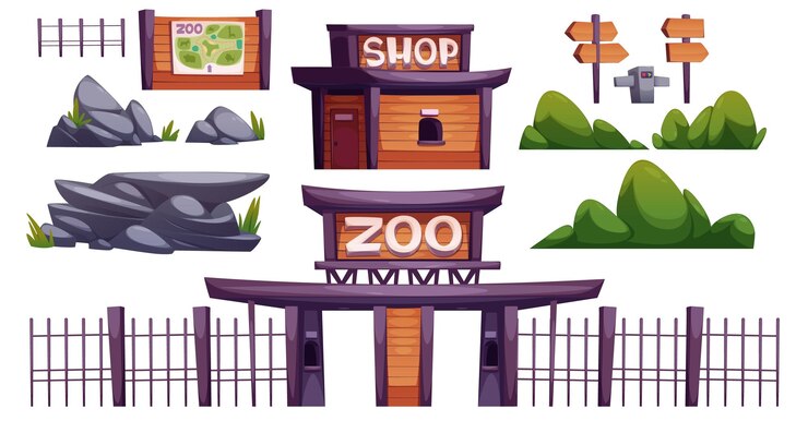 Vector gratuito conjunto de elementos de construcción del zoológico