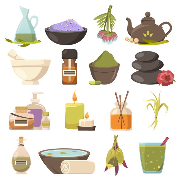 Conjunto de elementos de cosmetología natural