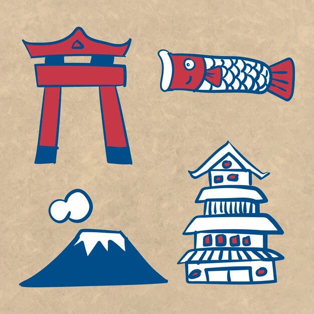 Conjunto de elementos de la cultura japonesa