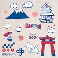 Vector gratuito conjunto de elementos de la cultura japonesa