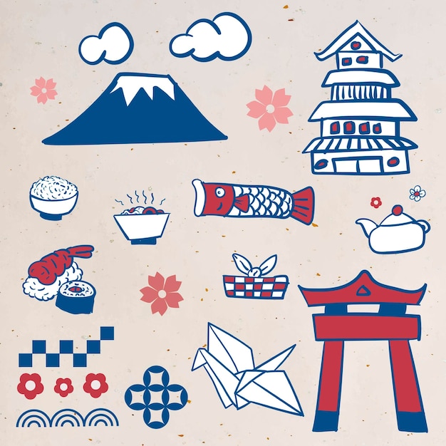 Conjunto de elementos de la cultura japonesa
