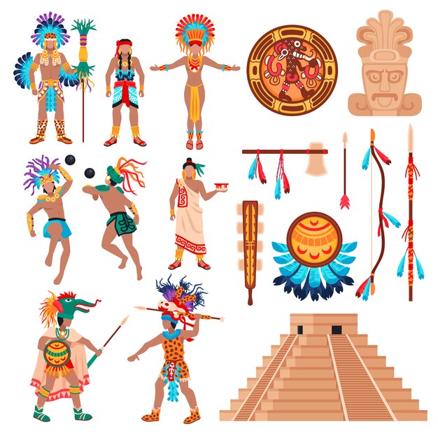 Conjunto de elementos de la cultura maya