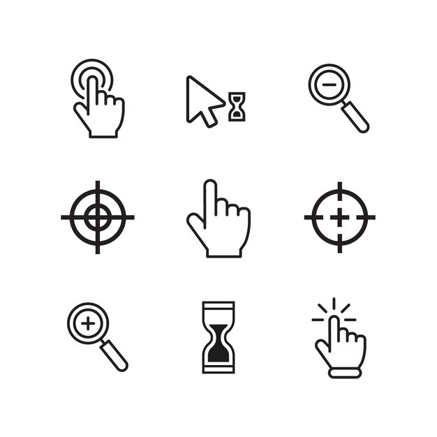 Conjunto de elementos del cursor del ratón de diseño plano