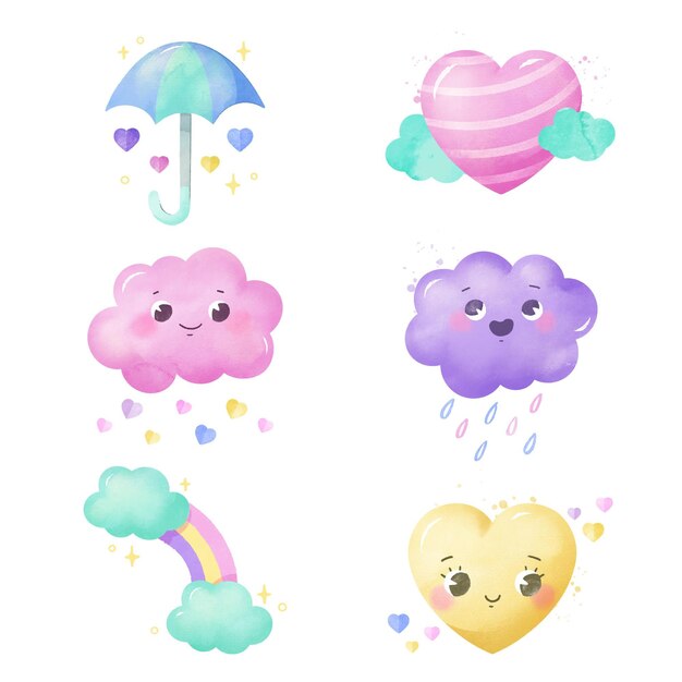 Conjunto de elementos de decoración chuva de amor.