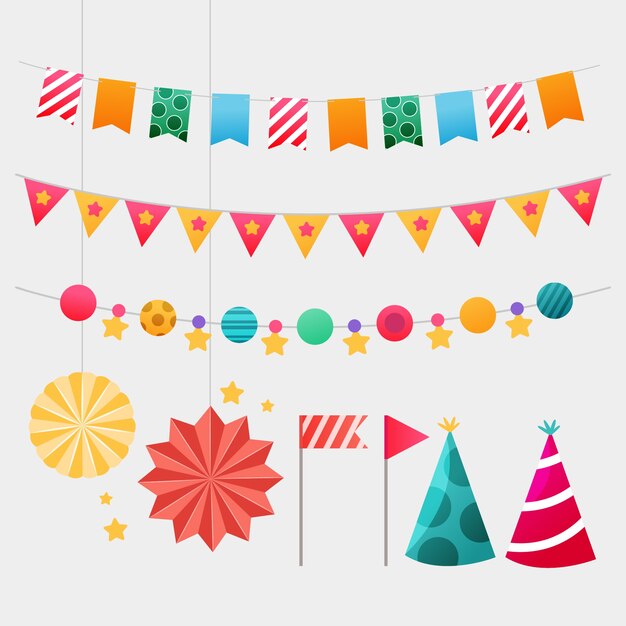 Conjunto de elementos de decoración de cumpleaños
