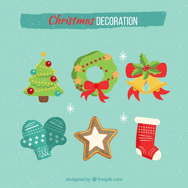 Conjunto de elementos decorativos de navidad