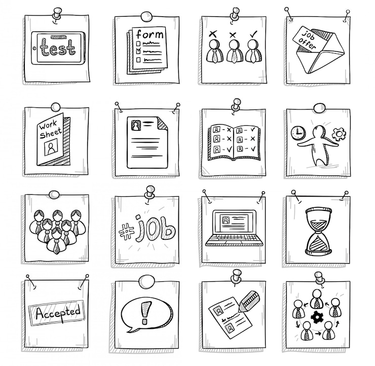 Vector gratuito conjunto de elementos de desarrollo de carrera empresarial de doodle