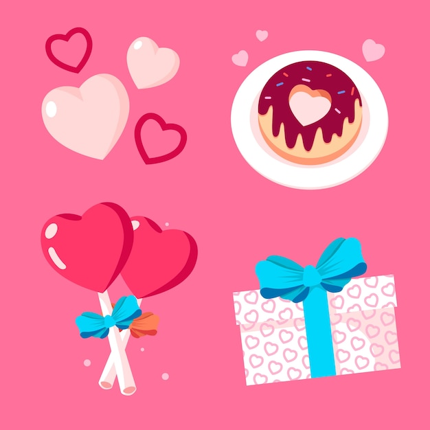 Conjunto de elementos de dibujos animados de amor
