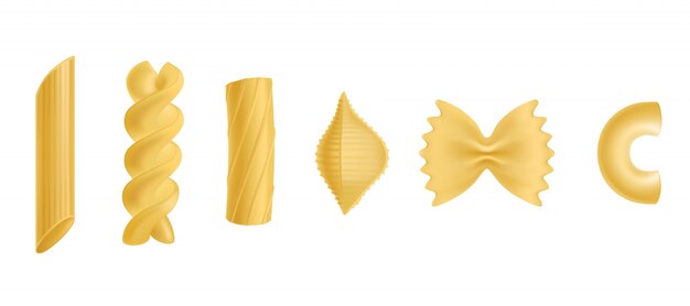 Conjunto de elementos de diseño aislado de pasta