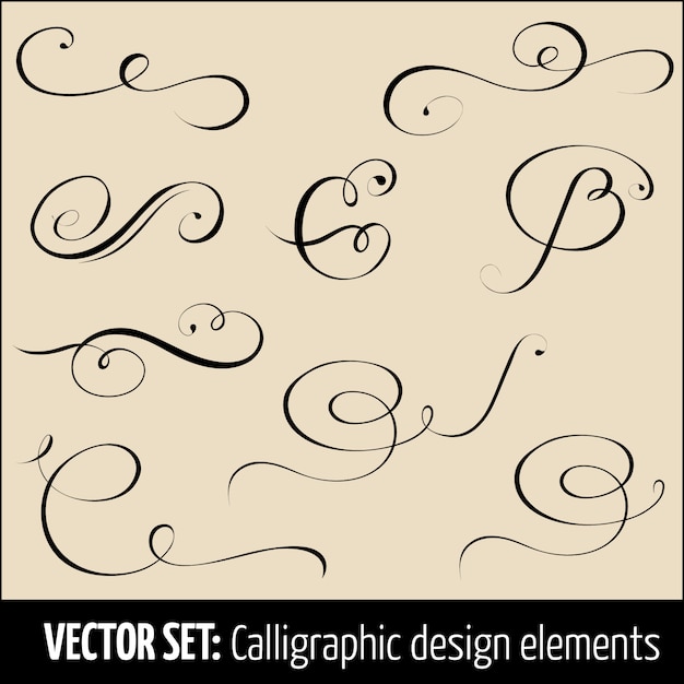 Vector gratuito conjunto de elementos de diseño caligráficos y decoración de páginas.