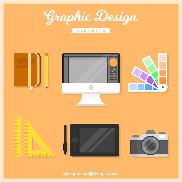 Conjunto de elementos de diseño gráfico en estilo plano