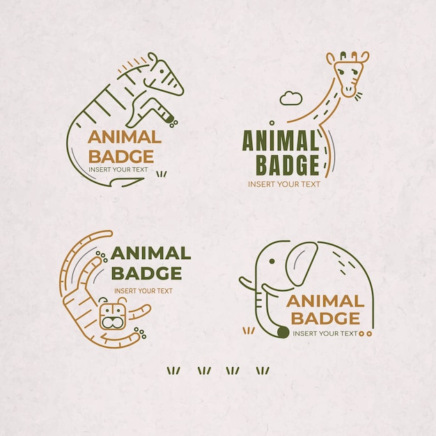 Vector gratuito conjunto de elementos de diseño de insignia animal