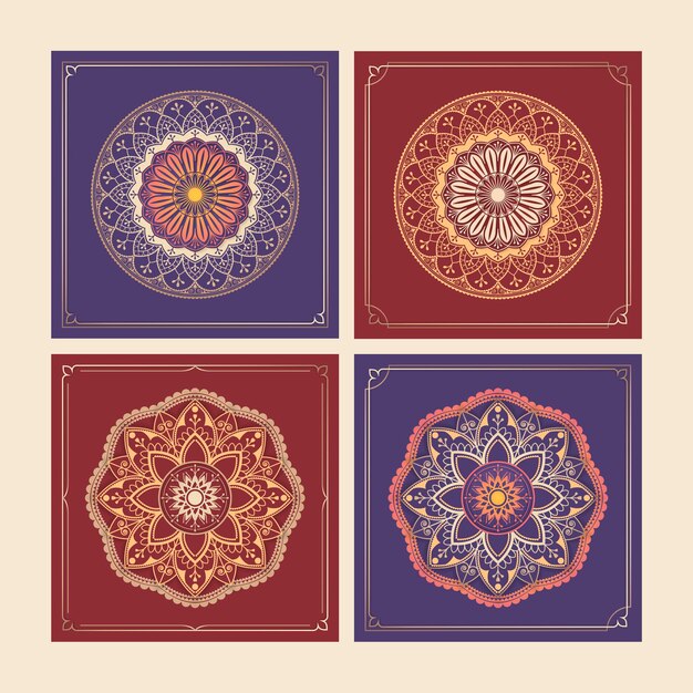 Conjunto de elementos de diseño con motivos arabescos dorados