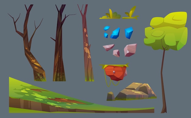 Conjunto de elementos de diseño del paisaje forestal