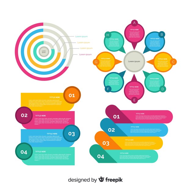 Conjunto de elementos de diseño plano infografía