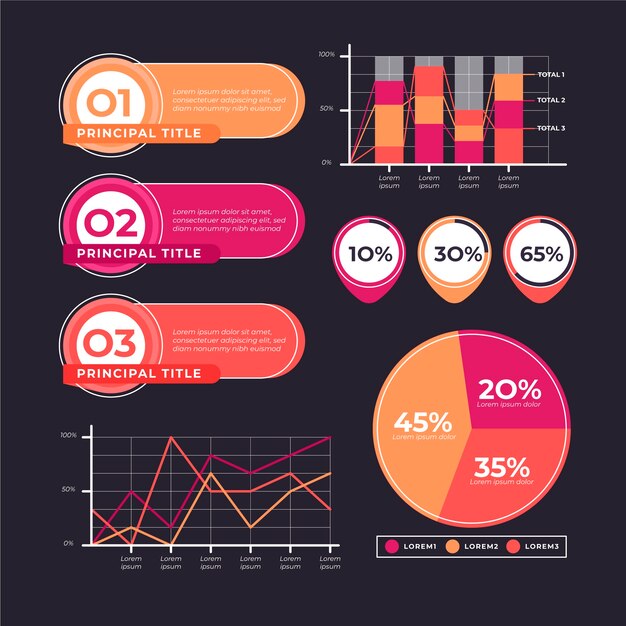Conjunto de elementos de diseño plano infografía