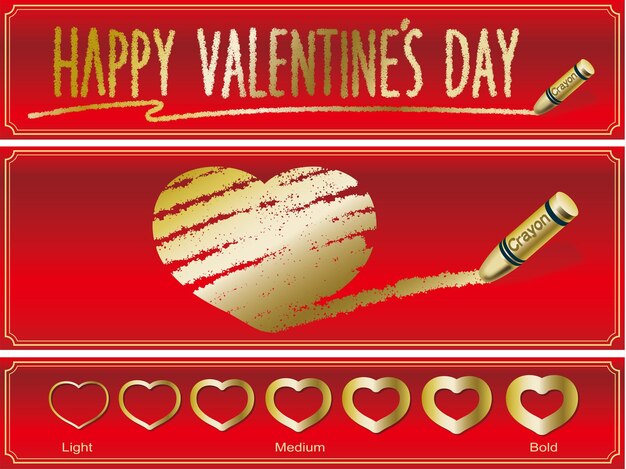 Conjunto de elementos de diseño vectorial del día de San Valentín con fondo rojo vibrante.