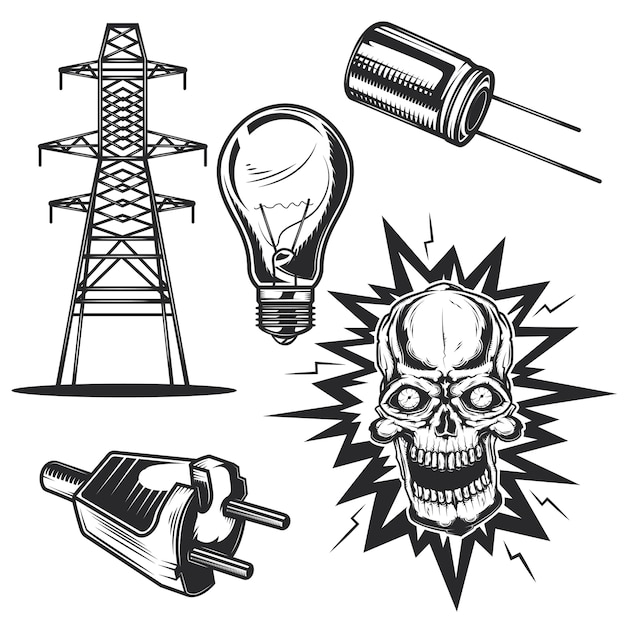 Vector gratuito conjunto de elementos eléctricos