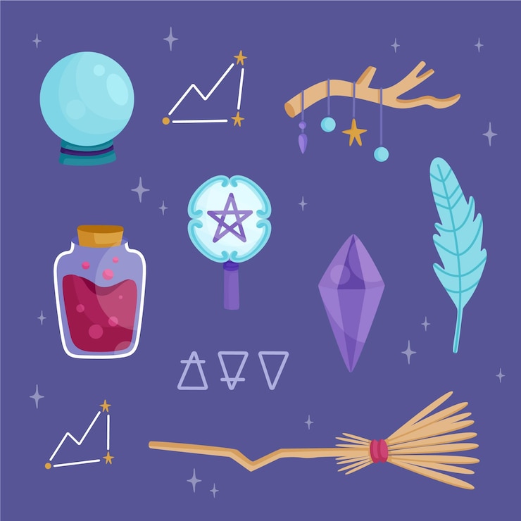 Vector gratuito conjunto de elementos esotéricos