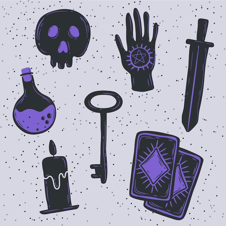 Vector gratuito conjunto de elementos esotéricos.