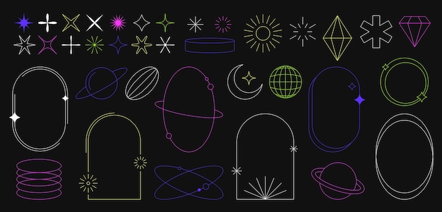 El conjunto de elementos estéticos modernos minimalistas y2k