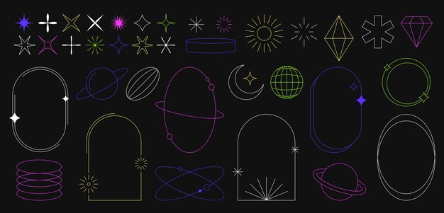 El conjunto de elementos estéticos modernos minimalistas y2k