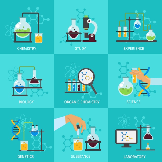 Vector gratuito conjunto de elementos experimentales químicos