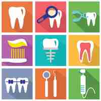 Vector gratuito conjunto de elementos flat acerca de los dentistas