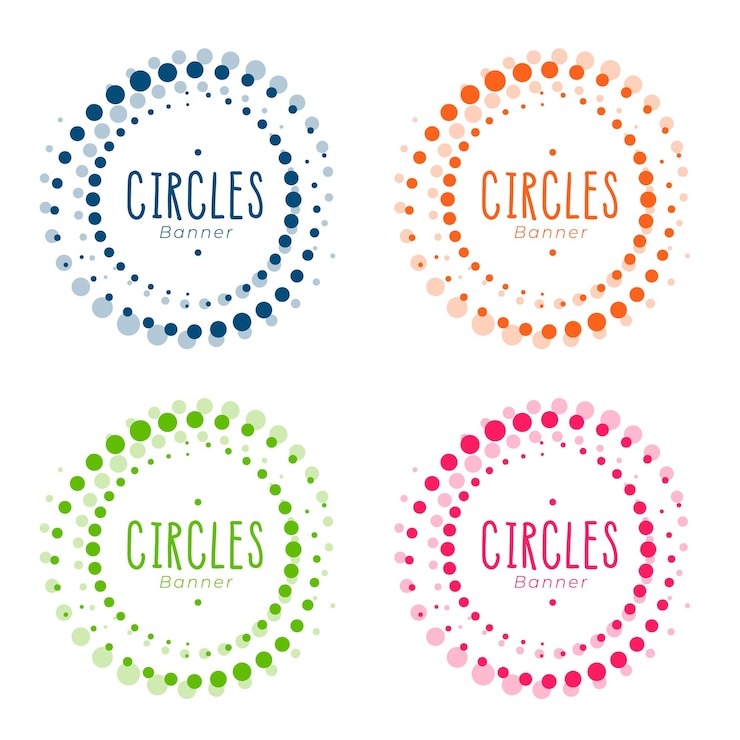 Vector gratuito conjunto de elementos de forma redonda colorida con efecto de medio tono
