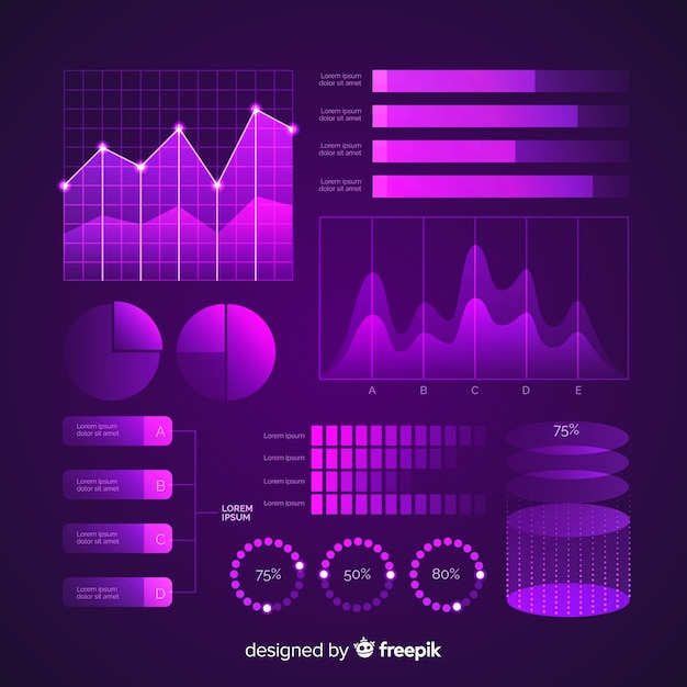 Conjunto de elementos futuristas de infografía