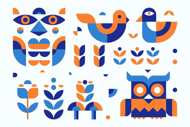 Conjunto de elementos geométricos simples de diseño plano