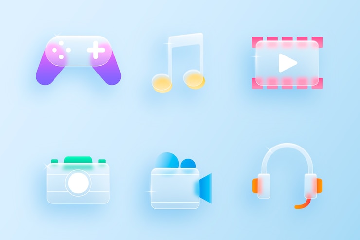 Vector gratuito conjunto de elementos de glassmorfismo gradiente