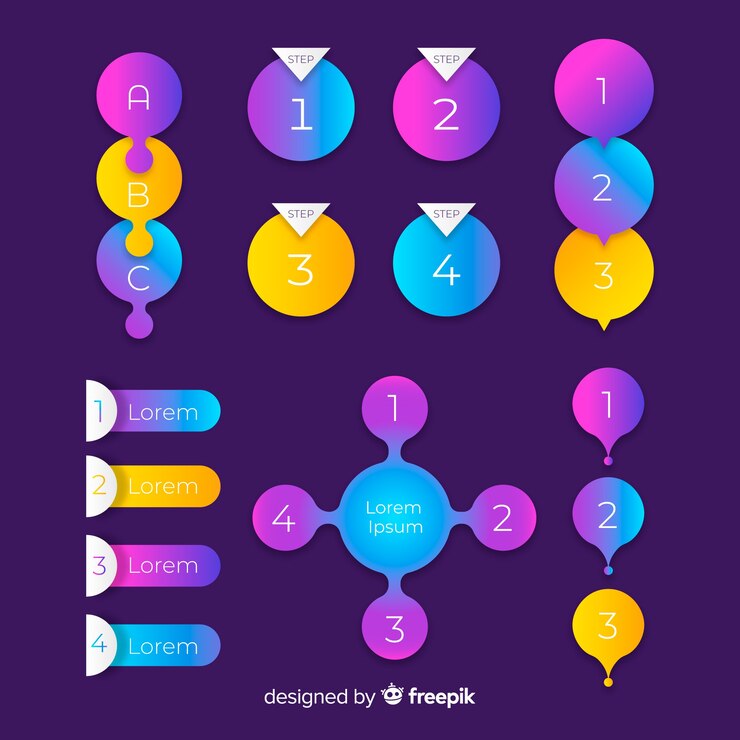 Vector gratuito conjunto de elementos de gradiente de infografía