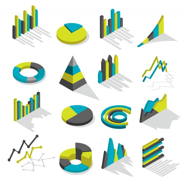 Conjunto de elementos de gráficos isométricos