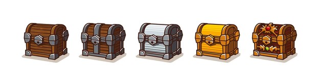 Conjunto de elementos gui de cajas de baúles de cofres del tesoro