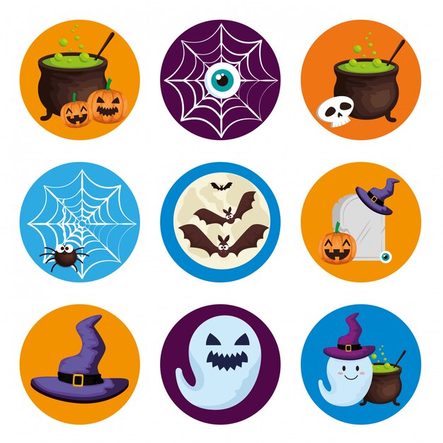 conjunto de elementos de halloween