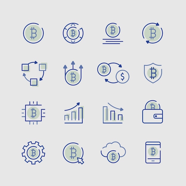 Conjunto de elementos de icono de criptomoneda