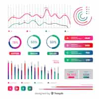 Vector gratuito conjunto de elementos de infografía degradado