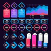 Vector gratuito conjunto de elementos de infografía degradado