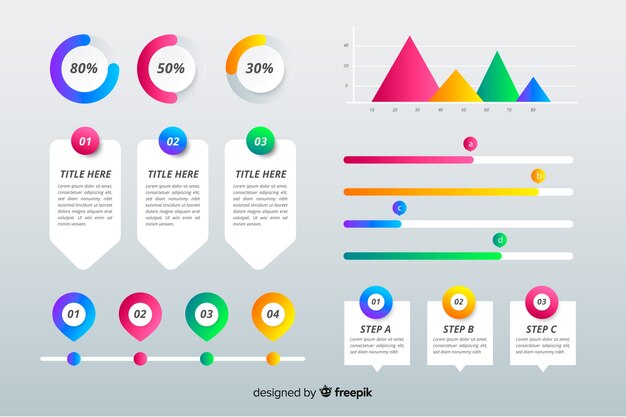 Conjunto de elementos de infografía degradado